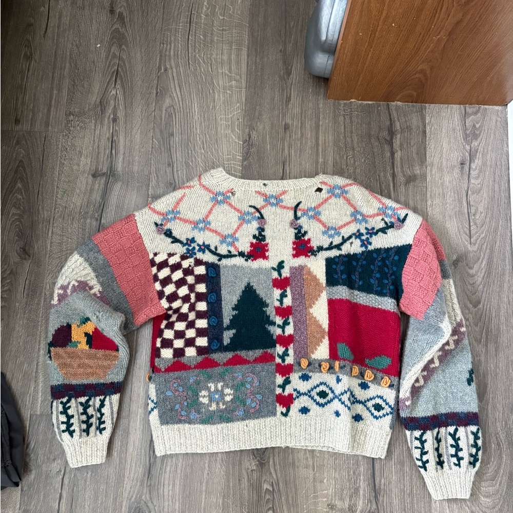 Colorful Patchwork Cardigan Sweater - Picture 3 of 3